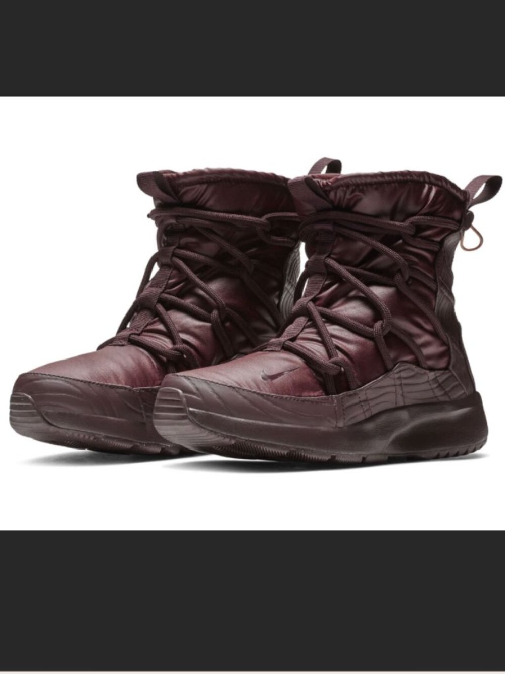 Nike Tanjun High Rise Lace-Up Boots, Burgundy - Size 7.5
